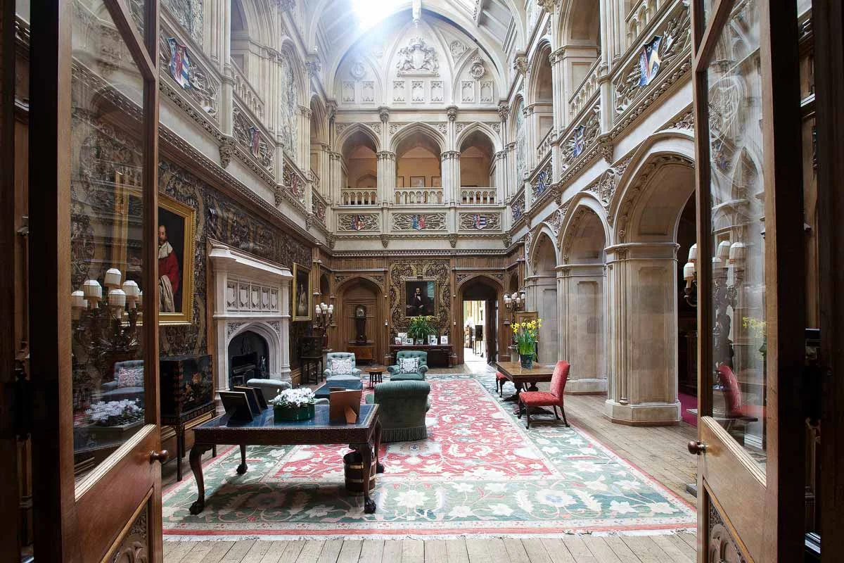Downton Abbey saloon, Highclere Castle in Newbury, England