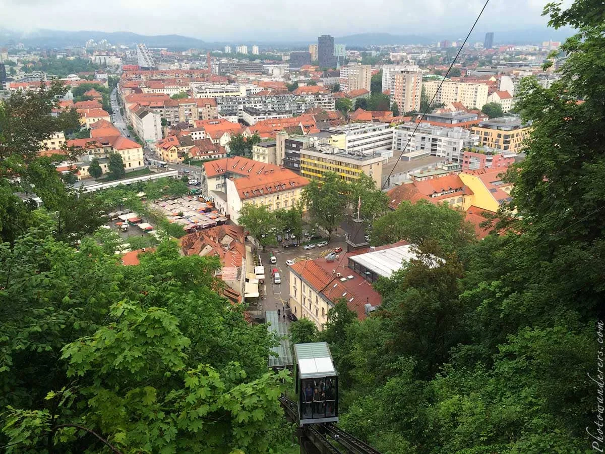 The funicular climbing to Ljubljana Castle
