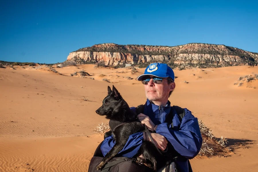 Alex and Jack in Coral Pink Sand Dunes State Park, Utah