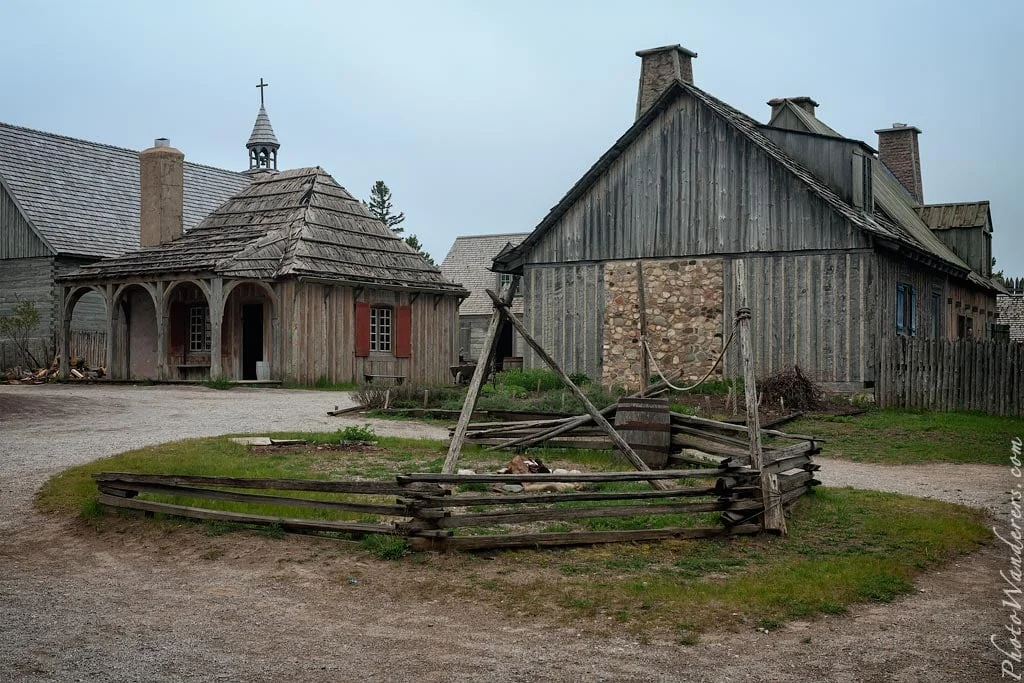  Interior of the fort — stone hearth, iron cookpots