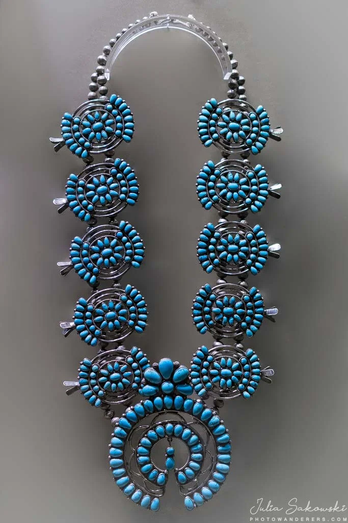 Zuni necklace, early 1940s. Turquoise the color of a desert sky after rain.
