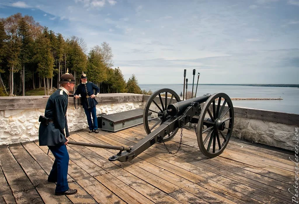 Cannon preparation in Fort Mackinac, Michigan
