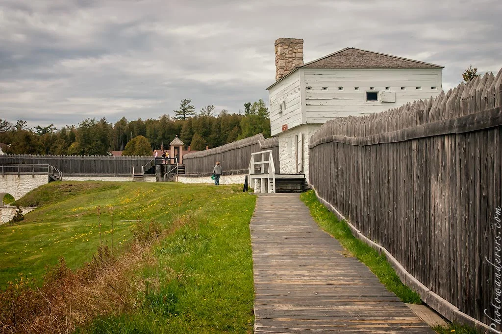 Fort Mackinac stockade and blockhouse