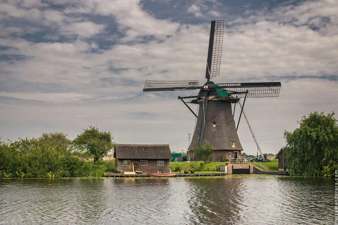 Kinderdijk. Built to pump the water out — and somehow the prettiest thing for miles.