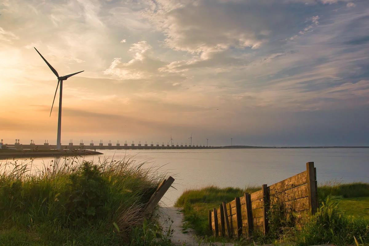 The Oosterscheldekering at sunset