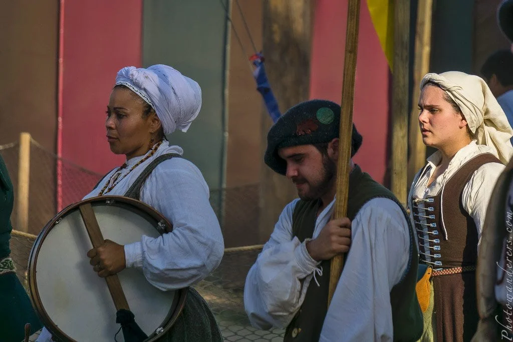 The drum line — the heartbeat of the faire. When this sound starts, the crowd parts.
