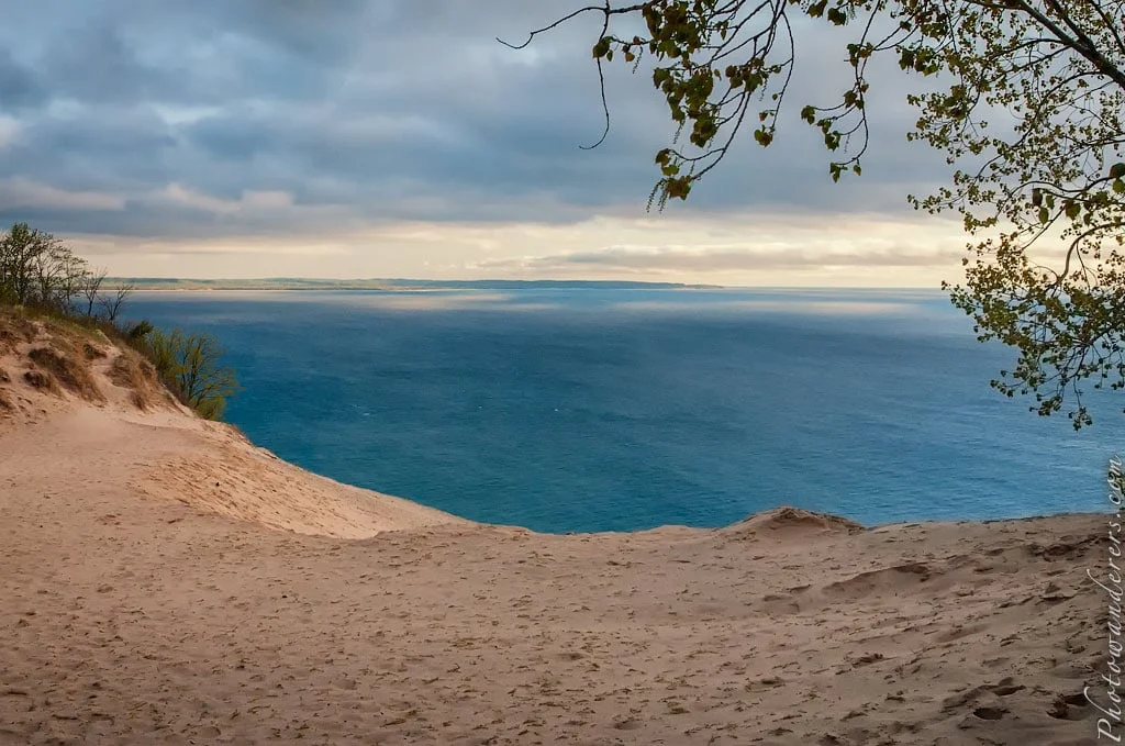 Sandy bluff falling to Lake Michigan