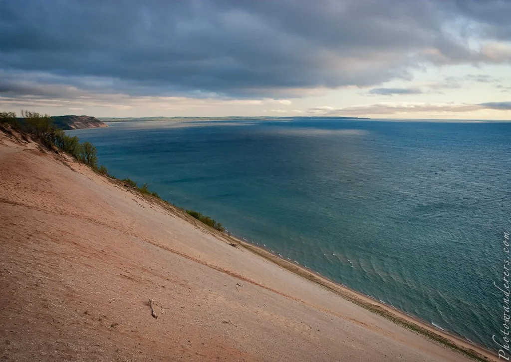 Sandy bluff falling to Lake Michigan