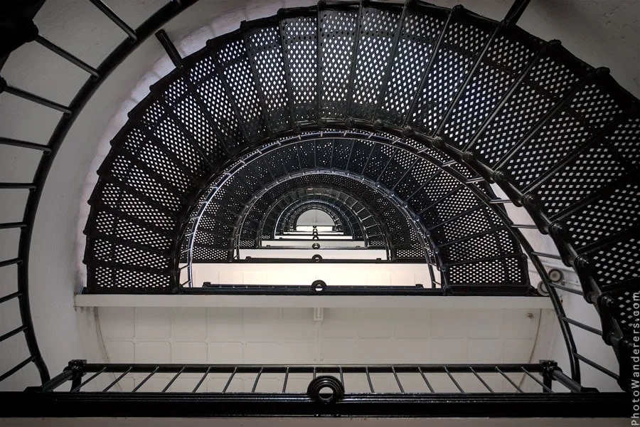 Spiral staircase looking up inside St. Augustine Lighthouse