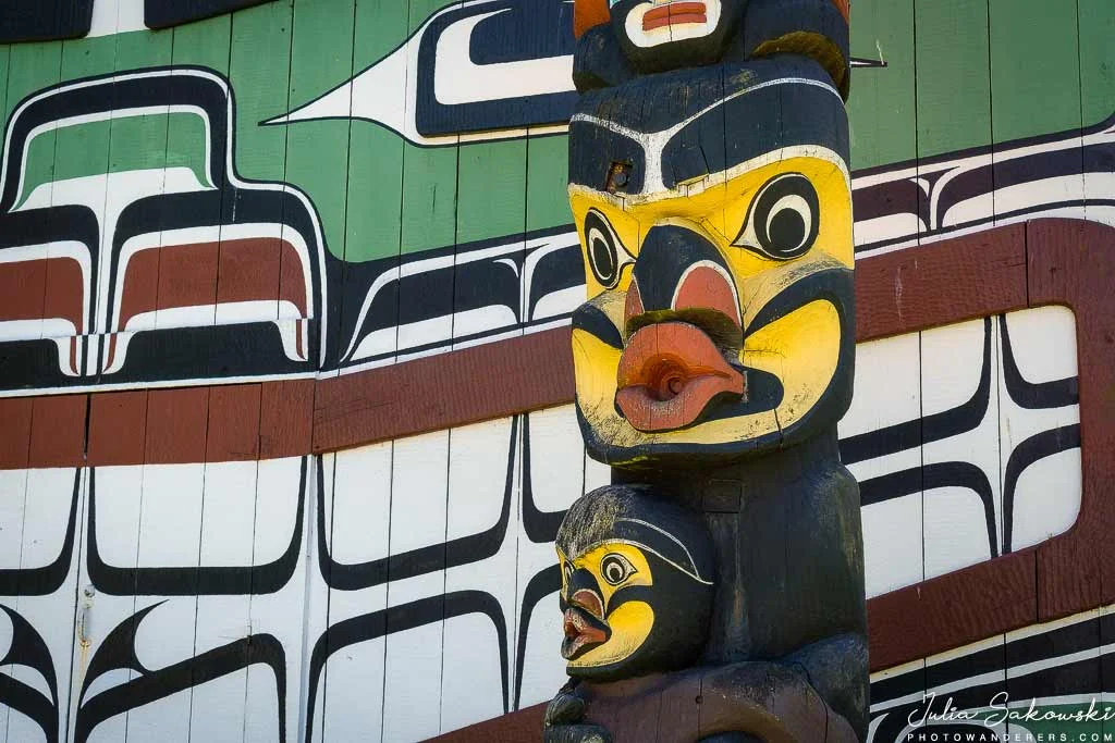 A traditional Northwest Coast First Nations totem pole